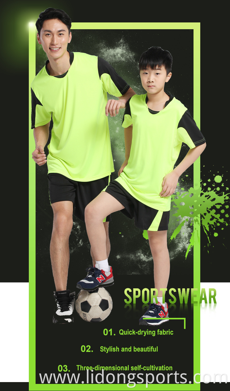 Wholesale youth football jersey breathable kids soccer set Polyester soccer jerseys fabric